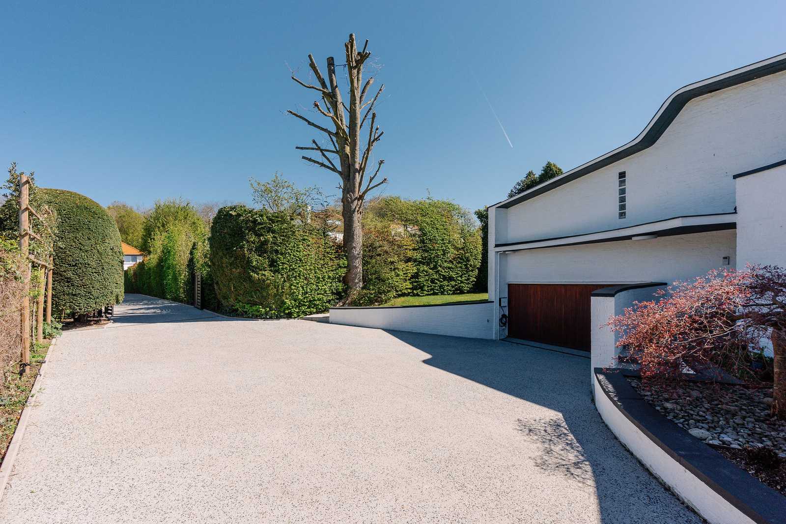 Washed concrete driveway for garage access and outdoor areas in Brussels